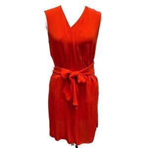 Diane Von Furstenberg Red Silk Faux Wrap Dress